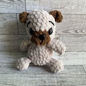 Plush Dog Toy - Cream and Brown Handmade Crochet